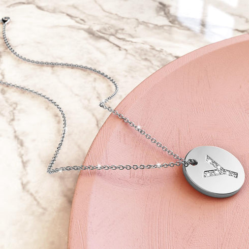 Initials Fabulous Alphabet Letter Necklace White Gold Layered Steel Jewellery